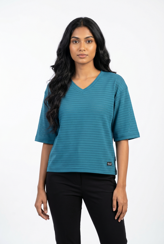 Stylish Textured V-Neck Top