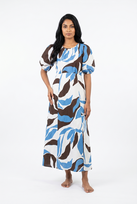 Abstract Floral Print Maxi Dress