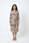 Geo-Print Belted Dress