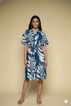 Leaf Print Button Down Midi Dress for girls