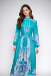 Printed Long-Sleeve Maxi Dress For girls