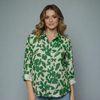 Women's Floral Print Linen Button Shirt Blouse