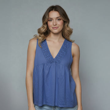Sleeveless V-neck Crop Top  for girls