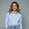 Women's Striped Lace Detail Button-Down Shirt Blouse