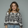 Women's Damask Print Jacquard Boatneck Blouse