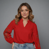 Women Long-Sleeve Embroidered Blouse