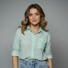 Women's Check Patterned Button-Up Shirt Blouse