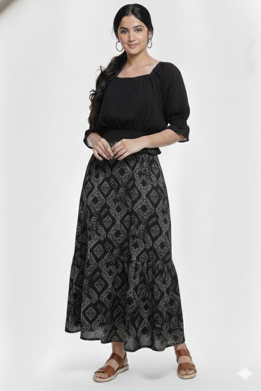 Batik Print Flare Skirt for girls
