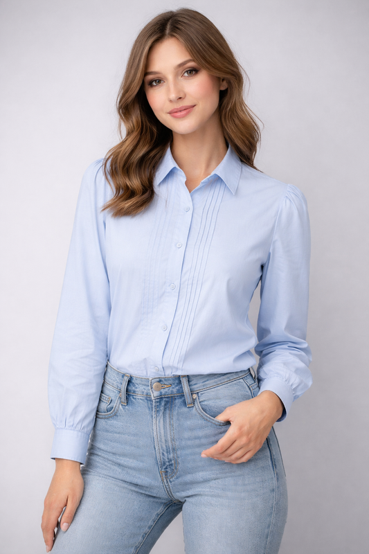 Collared Button-Up Shirt Blouse for girls