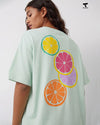Citrus Print Oversized T-Shirt for Women