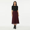 High-Waist Lace-Hem Midi Skirt