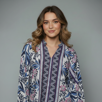 Women's Floral Printed Long Sleeve Blouse
