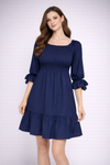 Casual Puff Sleeve Midi Dress for girls