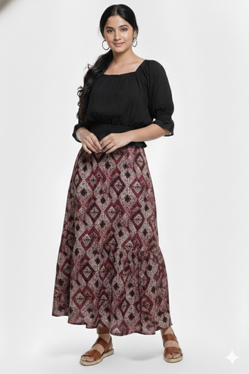 Batik Print Flare Skirt for girls