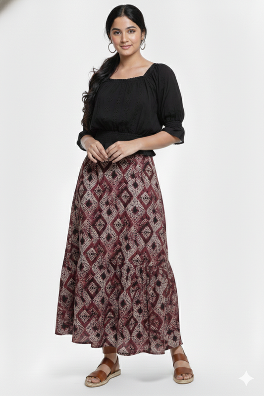 Batik Print Flare Skirt for girls