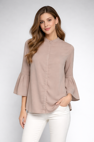Collarless Ruffle Sleeve Shirt Dress for girls