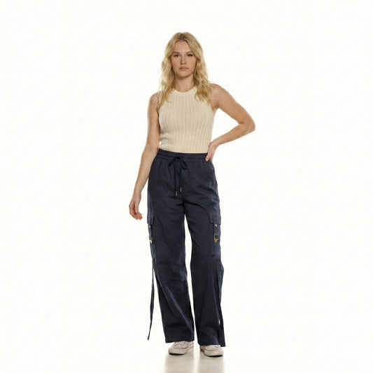 High-Waist Strappy Utility Cargo Trouser