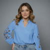 Women Long-Sleeve Embroidered Blouse