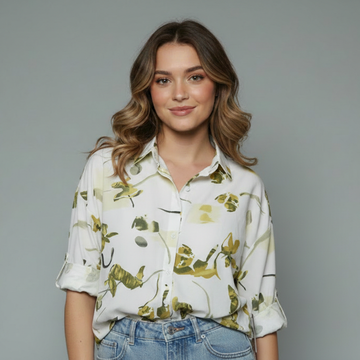 Abstract Floral Print Shirt Blouse for girls