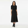 High-Waist Lace-Hem Midi Skirt
