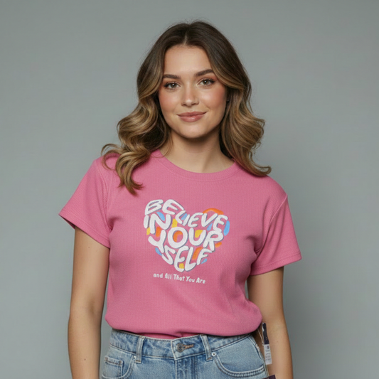 Heart Graphic Ribbed top for girls