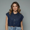 Denim tops for women without sleeves