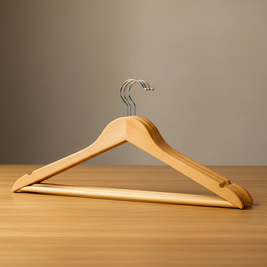 Premium Wooden Coat Hangers with Trouser Bar