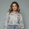 Women's Protea Floral Print Button-Down Shirt Blouse