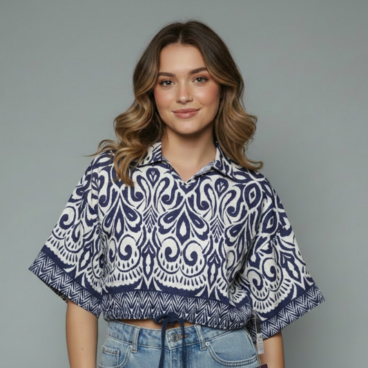 Women's Abstract Geometric Print Casual Blouse