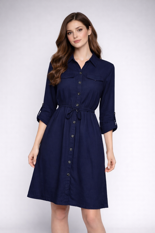 Long-sleeve Midi Shirt Dress for girls