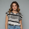 Women's Geometric Printed Cap Sleeve Blouse