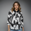 Abstract Monochromatic Print Collared Blouse for girls