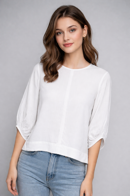 Women's Sheer-Sleeve Statement Blouse