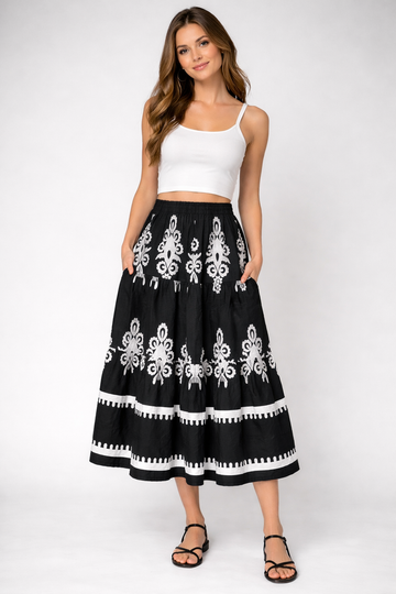 Tiered Floral Printed Maxi Skirt for girls