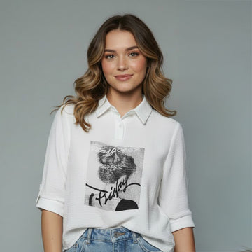 Women's Graphic Printed Polo Top