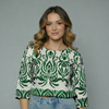 Women's Damask Print Jacquard Boatneck Blouse