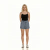 High-Waist Drawstring Linen Short