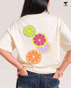 Citrus Print Oversized T-Shirt for Women