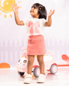 Girls Coral Mini Skirt with Pockets