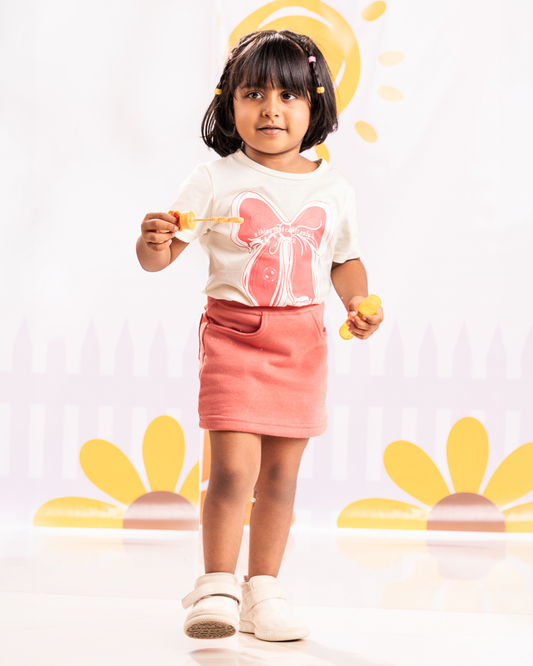 Girls Coral Mini Skirt with Pockets