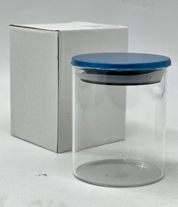 Airtight Glass Jar with Blue Lid – Round Kitchen Storage Canister