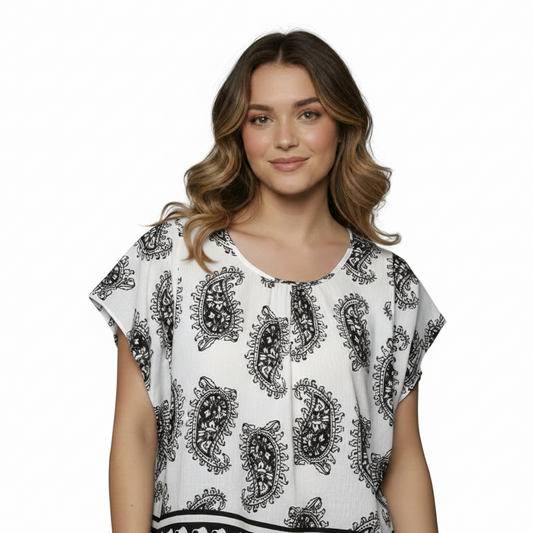 Women's Paisley Print Tunic Blouse