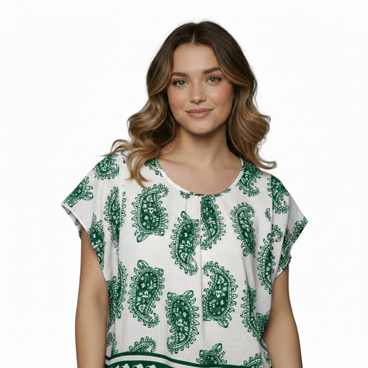 Women's Paisley Print Tunic Blouse