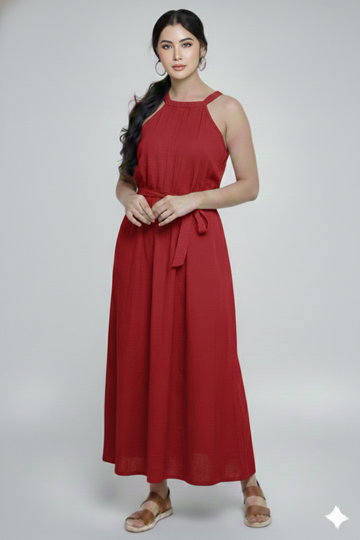 Boho-Chic Smocked Halter Maxi Dress for girls