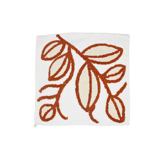 Rust Botanical Tufted Cushion Cover