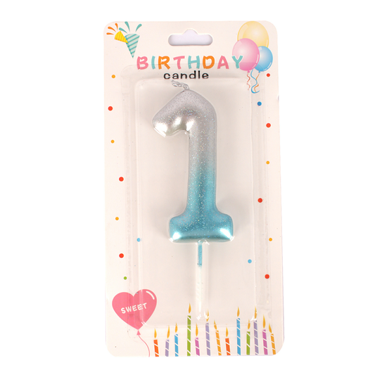 Number Candle Blue Color