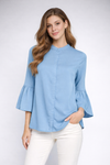 Collarless Ruffle Sleeve Shirt Dress for girls