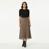 High-Waist Lace-Hem Midi Skirt