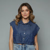 Denim tops for women without sleeves