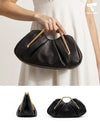 Women's Gold Frame Pleated Clutch Bag with Top Handle